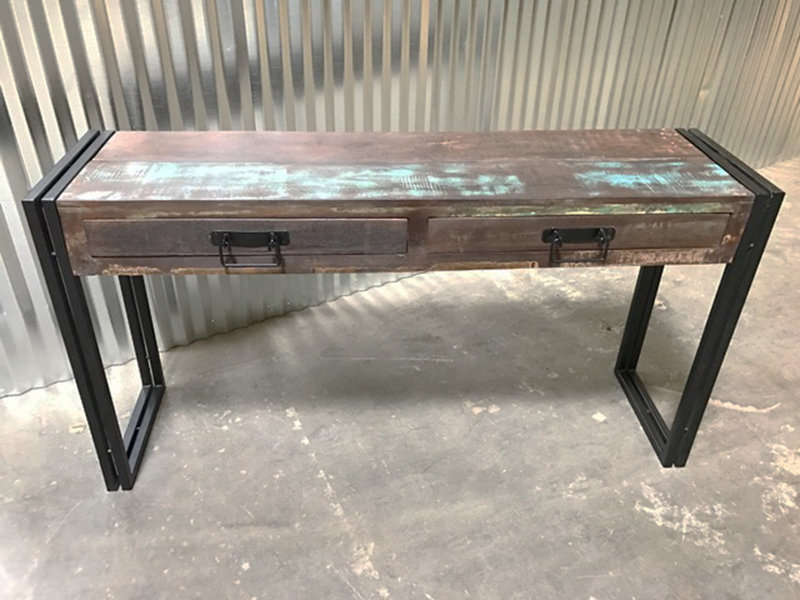 Breakwater Bay Julianna Old Reclaimed Wood Console Table With Metal Legs Reviews Wayfair