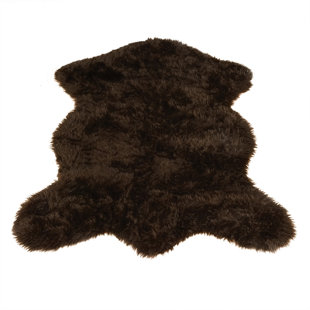 Faux Bear Skin Rug With Head Wayfair Animal Pelt Faux Sheepskin Brown Area Rug