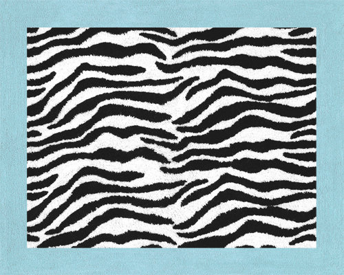 Zebra Floor Turquoise Area Rug by Sweet Jojo Designs