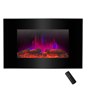 Pebble and Log Interchangeable Wall Mount Electric Fireplace
