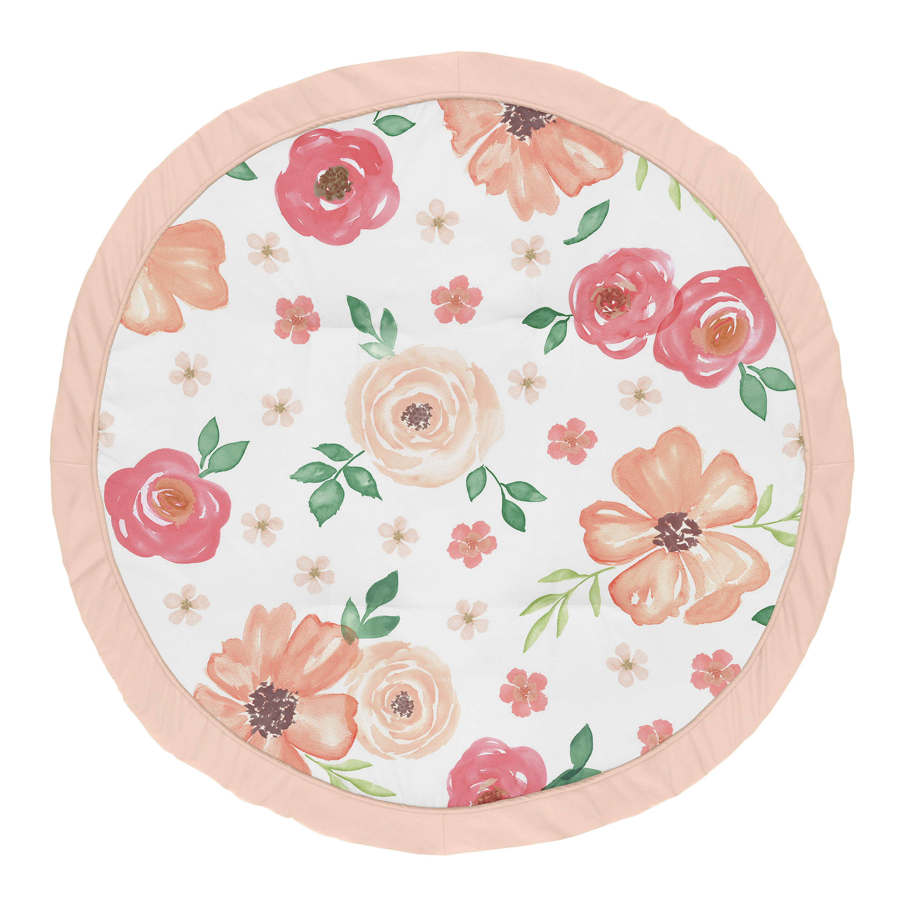 Wynter Floral Roses Round Playmat Baby Nursery Throw Rug Floral Baby Girl Baby Tummy Time Rug