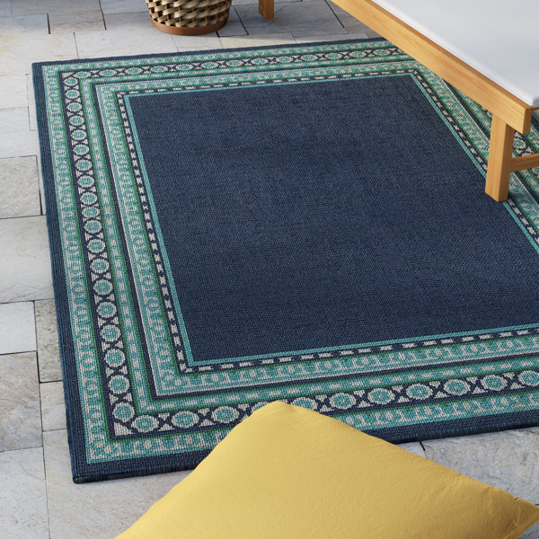 Kailani Navy/Green Indoor/Outdoor Area Rug by Beachcrest Home