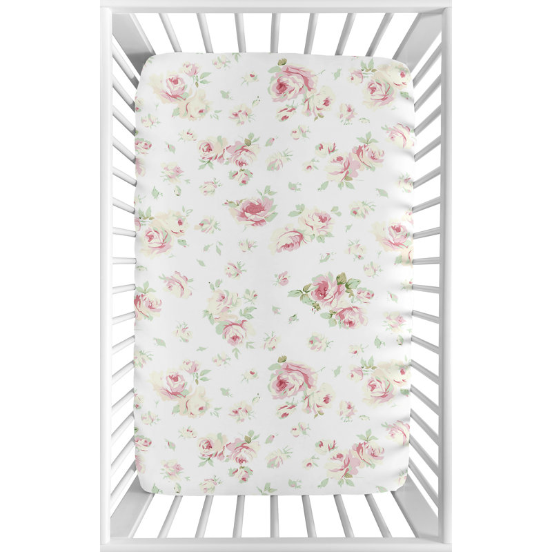Sweet Jojo Designs Riley S Roses Floral Print Fitted Mini Crib