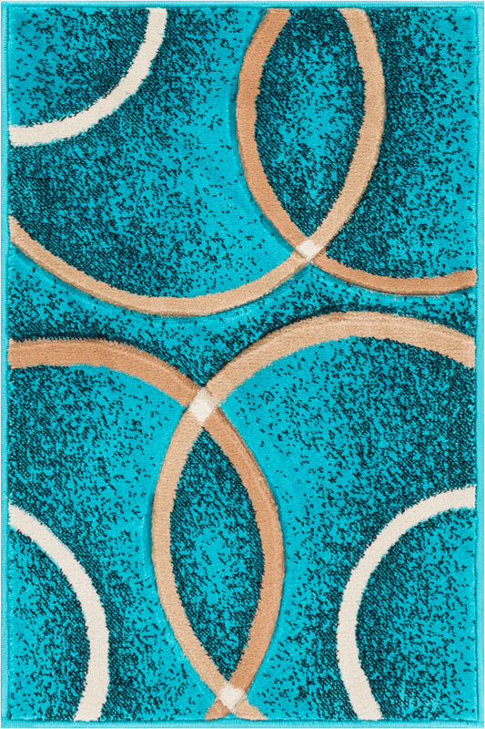 Orren Ellis Bernard Chester Circles Modern Geometric Turquoise Bernard Chester Circles Modern Geometric Turquoise Area Rug