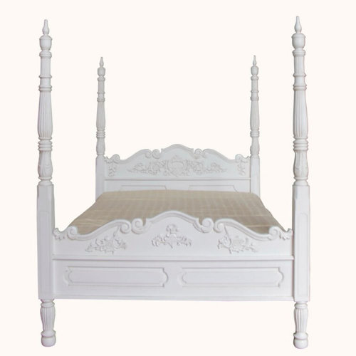 Colonial Four Poster Bed Astoria Grand Finish: Antique White, Size: Kingsize (5)