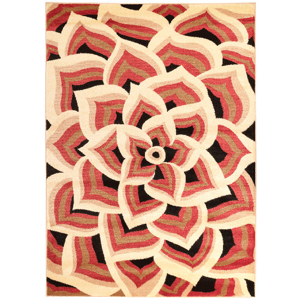 Persianrugs Modern Floral Orange/Cream Area Rug & Reviews Wayfair