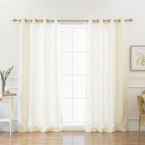 Faux Flax Linen Sheer Grommet Top Curtain Panels (Set of 2)