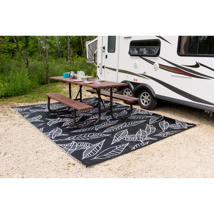 B Begonia Arctic Reversible Rv Camping Patio Mat Black White Arctic Reversible Rv Camping Patio Mat Black White Outdoor Area Rug
