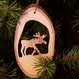 Moose Tree Bark Ornament