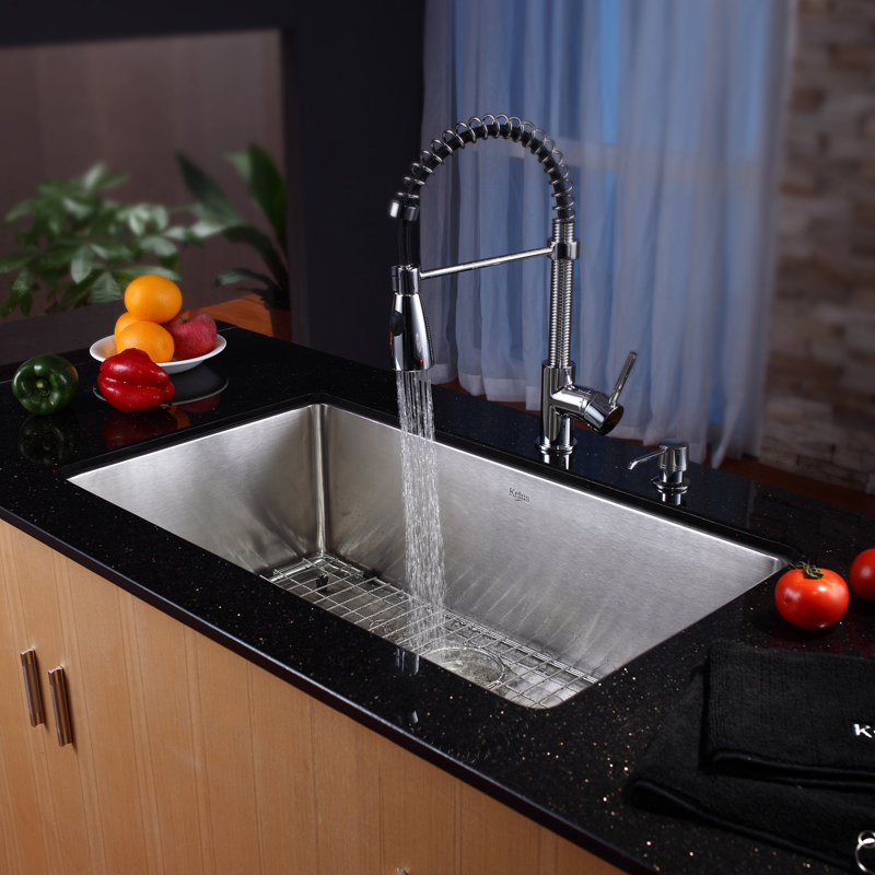 Kraus 32" L x 19" W Undermount Kitchen Sink with Faucet ...