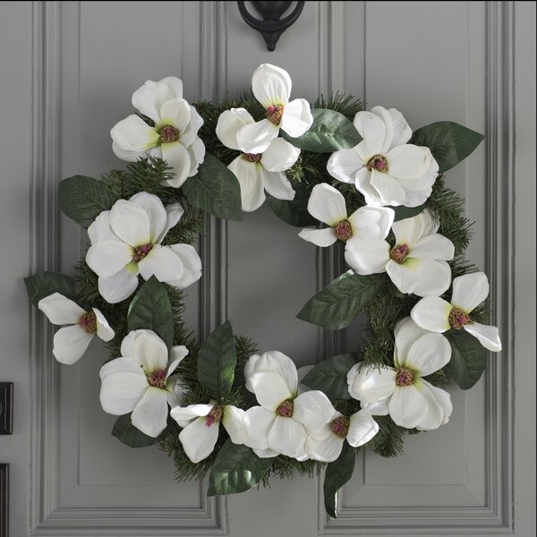 Spring 24 North Valley Spruce Magnolia Wreath by National Tree Co.
