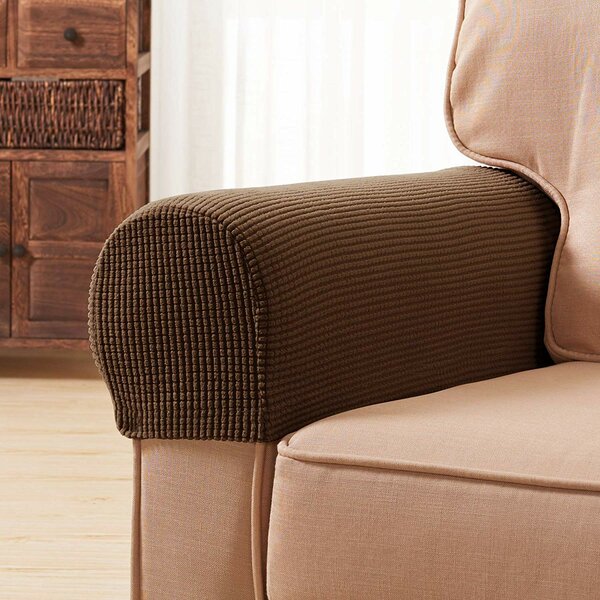 Jacquard Spandex Stretch Box Cushion Armrest Slipcover (Set Of 2) By Symple Stuff