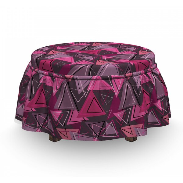 Geometric Abstract Triangle Art 2 Piece Box Cushion Ottoman Slipcover Set By East Urban Home