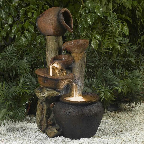 Resin/Fiberglass  Pentole Pot Indoor/Outdoor Fountain with Light by Jeco Inc.