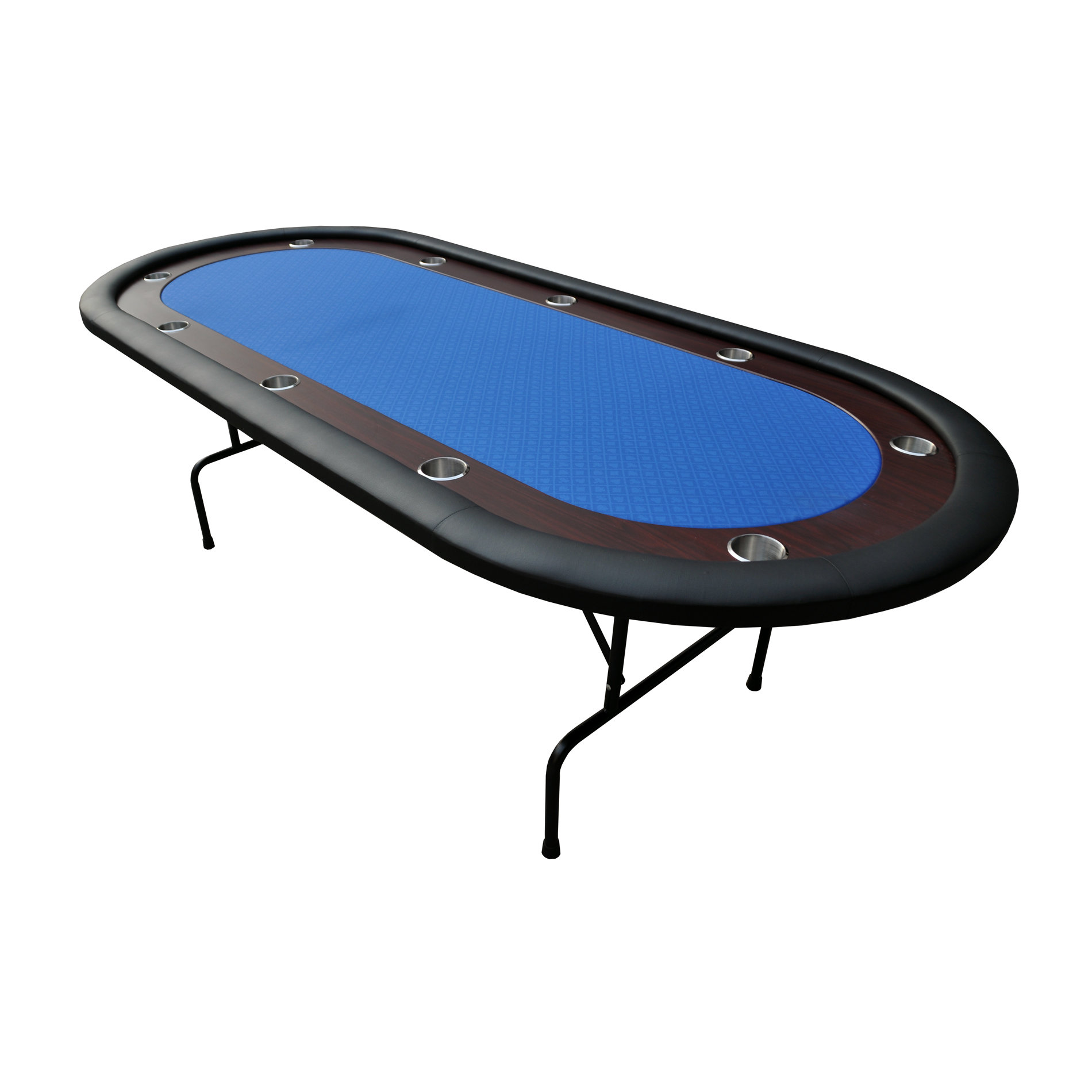 52/" Octagon Blue Felt Poker Table W Folding Steel Legs 4 Texas Holdem Card Games