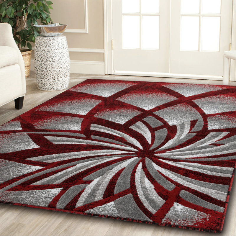 Orren Ellis Delana New Modern Red Cream Gray Area Rug Reviews Orren Ellis Delana New Modern Red Cream