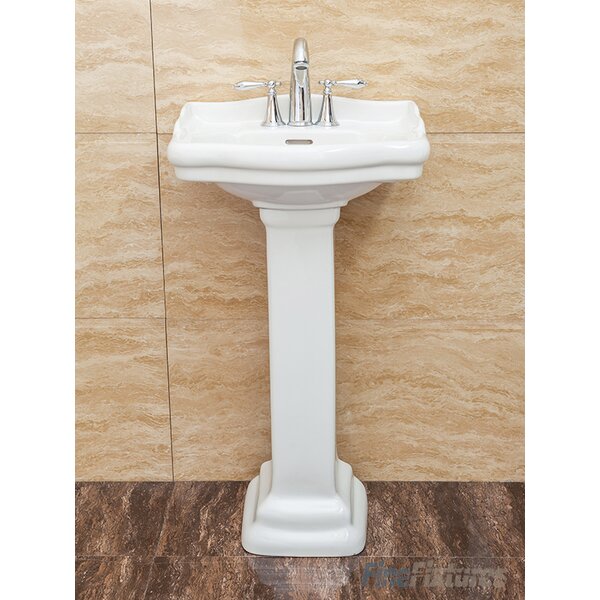 Roosevelt Vitreous China 19 Pedestal Bathroom Sink with Overflow by Fine Fixtures