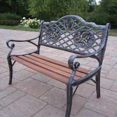 Oakland Living Angel Kiddy Wood And Cast Iron Park Bench Wayfair