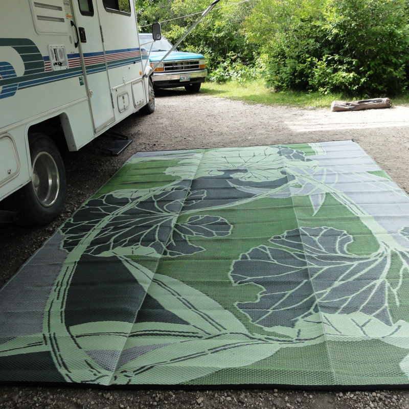 B Begonia Blossom Rv Camping Patio Mat Green Grey Outdoor Area Rug Blossom Rv Camping Patio Mat Green Grey Outdoor Area Rug