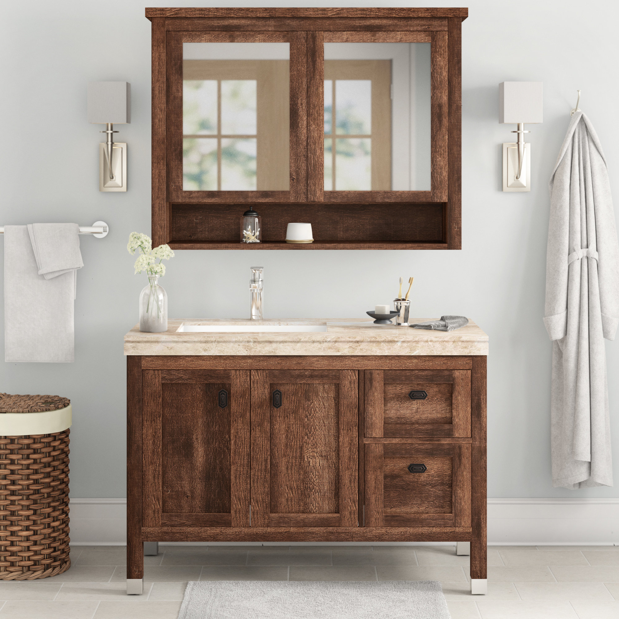 Three Posts Keisler 48 Single Bathroom Vanity Set With Mirror Single Bathroom Vanity Set With Mirror