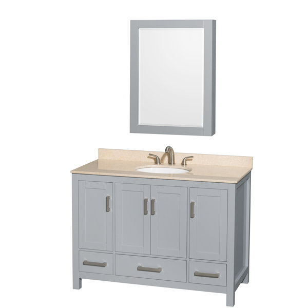 Sheffield 48 Single Gray Bathroom Vanity Set with Medicine Cabinet by Wyndham Collection