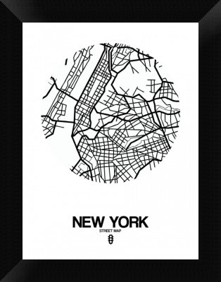 Naxart New York Street Map Framed Graphic Art Print On Canvas In White Wayfair