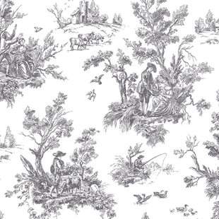 Black Toile Wallpaper You Ll Love Wayfair Quickview Beige Black