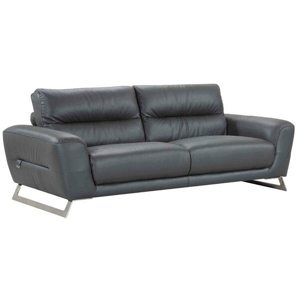 Hawkesbury Common Luxury Italian Upholstered Living Room Leather Sofa By Orren Ellis