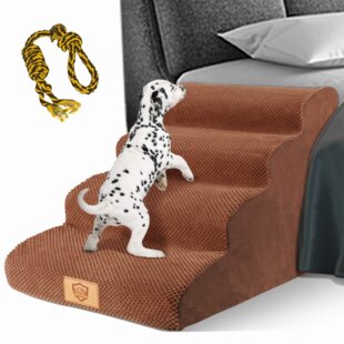 Soft Sherpa Foam Feeling Step Puppy & Kitty Ramp Steps for Dogs & Cats Majestic Pet Portable Pet Stairs Perfect for Bed & Sofa 
