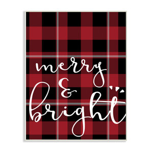 'Merry & Bright Plaid Typography' Textual Art