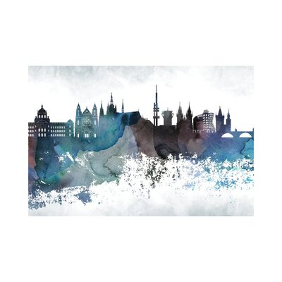 Prague Bluish Skyline by Walldecoraddict - Wrapped Canvas Gallery-Wrapped Canvas Giclée East Urban Home Size: 40