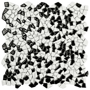 Black And White Tile Floor Wayfair Mareado Ceramic Mosaic Tile In Black White