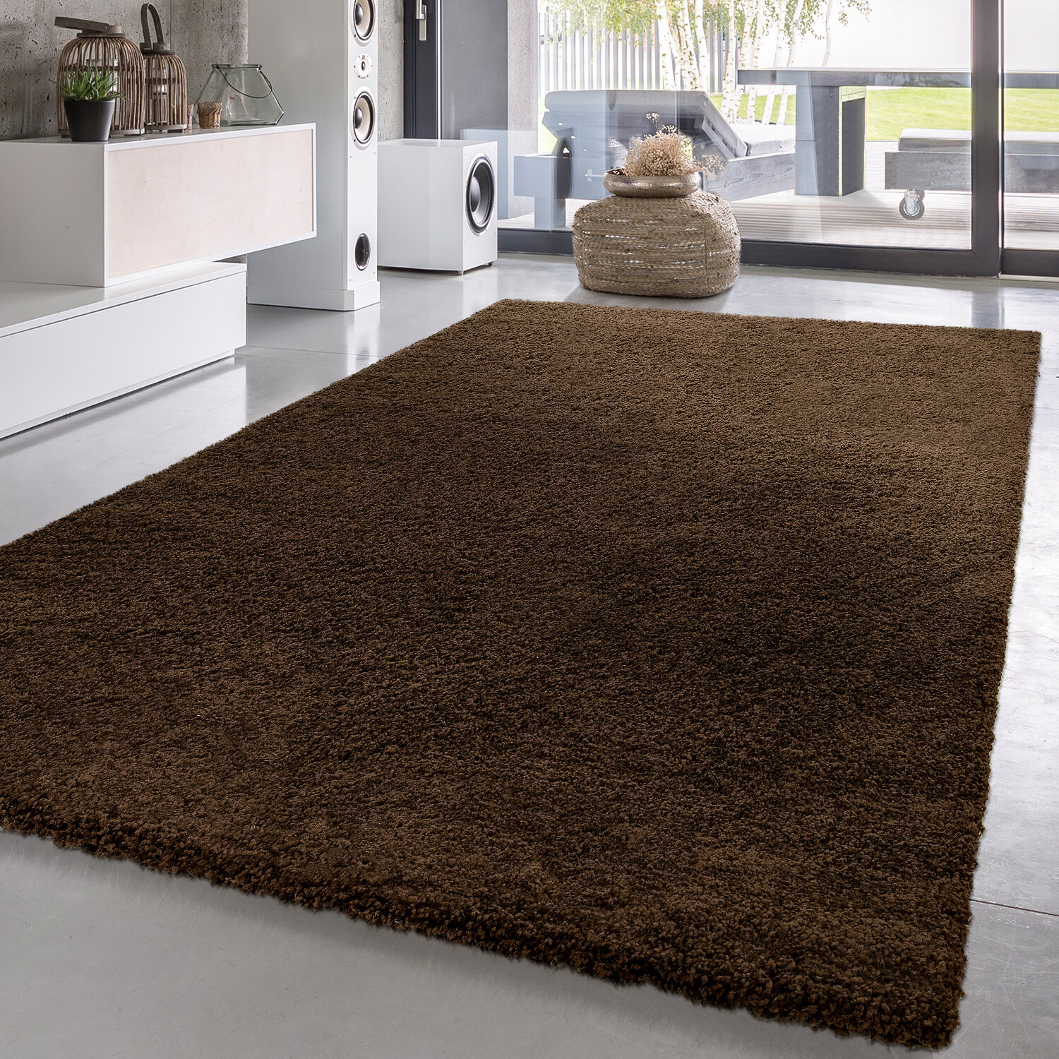 Ebern Designs Shag Rug High Pile Solid Brown One Colour Area Rugs For Living Room And Bedroom Reviews Wayfair Ca