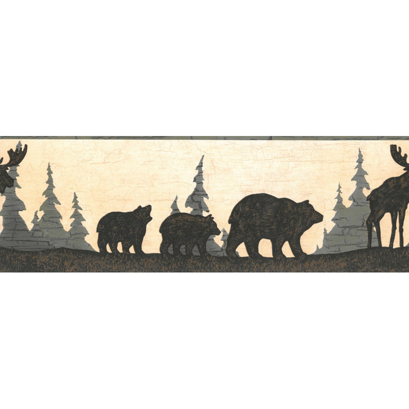 Millwood Pines Koury Animal Moose Bear Pine Trees 15 L X 6 8 W Wallpaper Border Wayfair