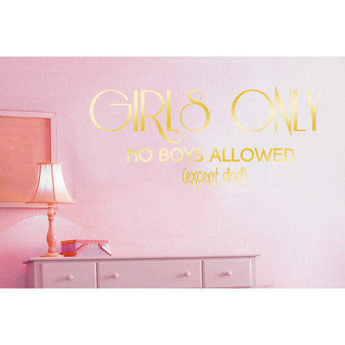 Girls Only No Boys Allowed Except Dad Wall Sticker East Urban Home Size: Large, Colour: Shiny Gold