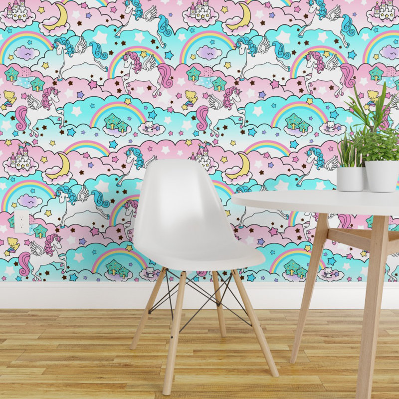 Harriet Bee Fullmer Unicorn Nursery Removable Wallpaper Roll Wayfair