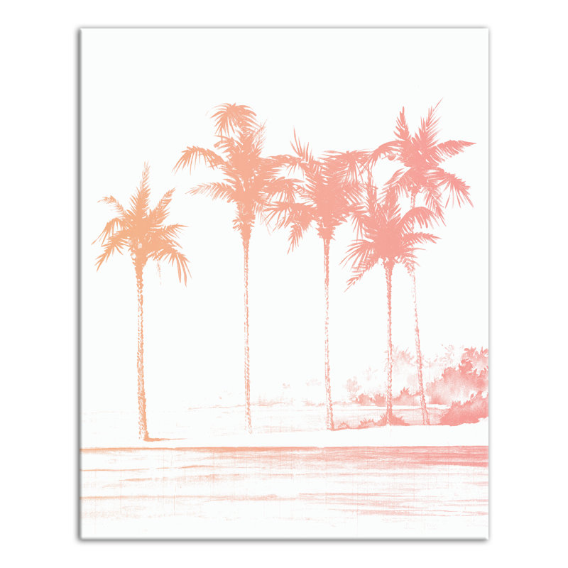 Bay Isle Home Pink Palm Trees Watercolor Painting Print On Canvas Reviews Wayfair