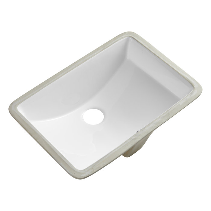 FOSHNATURE Ceramic Rectangular Undermount White Bathroom ...