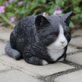 Sleeping Cat Garden Statue Wayfair Black And White Sleeping Cat Statue