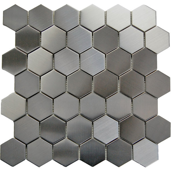 Hex 2 x 2 Metal Mosaic Tile in Gray by Luxsurface