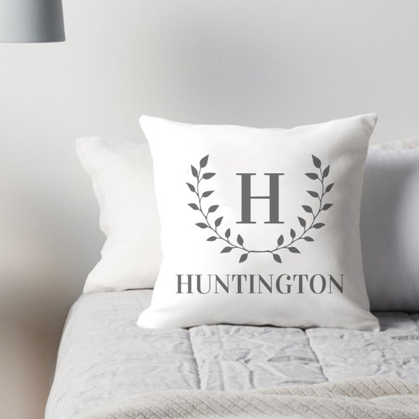 Personalized Family Initial and Name Laurel Wreath Throw Pillow by 4 Wooden Shoes| @ $38.99