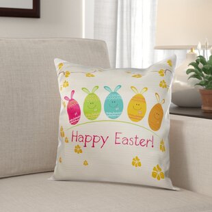 Easter Eggs Pillow Cover Pink Blue Green Yellow Cheerful Spring Home Decor