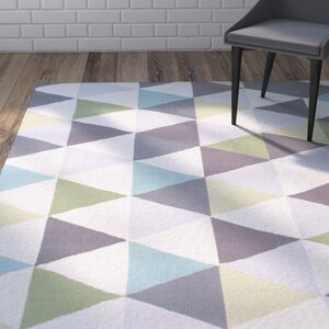 Peasley Hand-Hooked Gray/Blue Area Rug