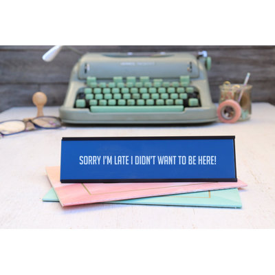 Personalized Desk Plate Office Sign Stamp Out Inc Holder Color Black Holder Sign Color Blue Sign