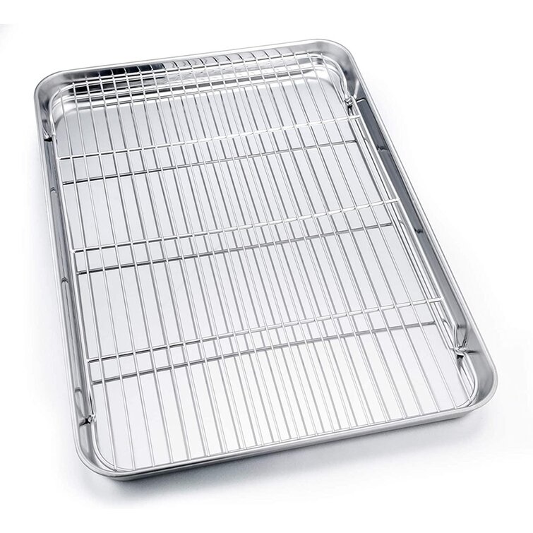 Dishwasher Safe Baking Tray With Rack Set Stainless Steel Oven Baking Pan 