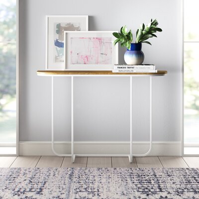 Mercury Row Mcraney 44" Console Table  Table Top Color: Reclaimed Barnwood, Table Base Color: White
