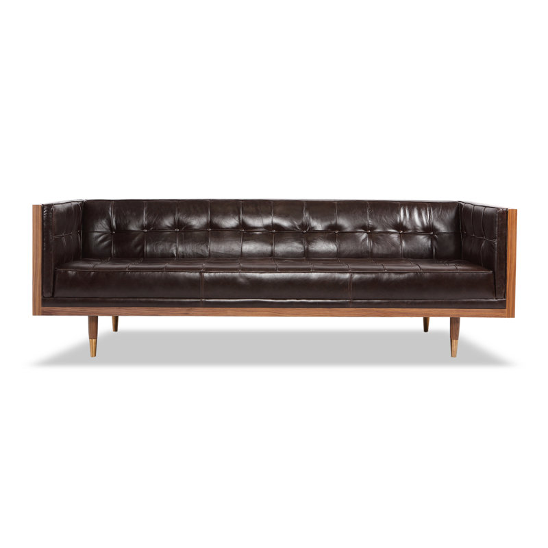 Corrigan Studio Carey Mid Century Modern Box Leather Sofa Reviews Carey Mid Century Modern Box Leather Sofa