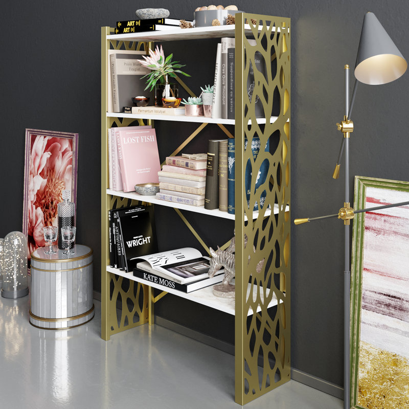 Orren Ellis Kenison 58 H X 35 W Metal Etagere Bookcase Wayfair