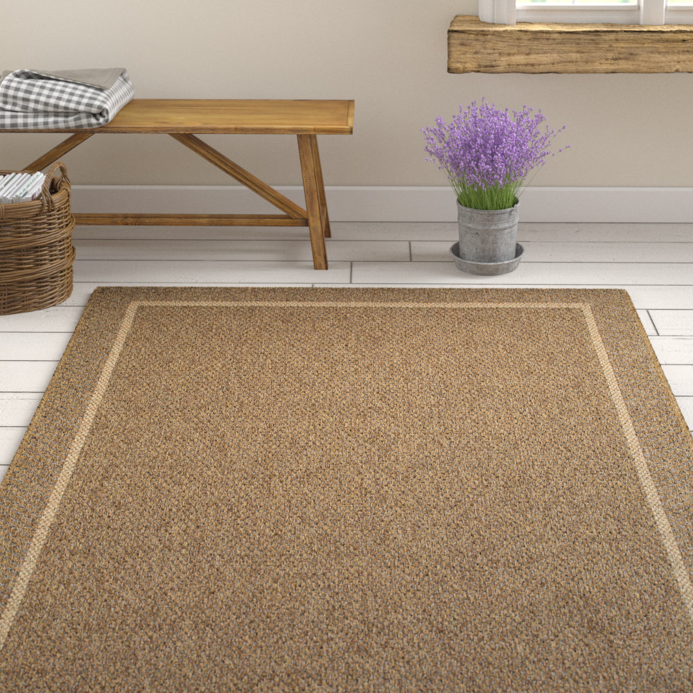 August Grove Gargano Rustic Flatweave Golden Wheat Indoor Outdoor