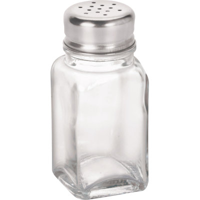 A set of Anchor Hocking glass salt and pepper shakers photographed for a US home retailer listing